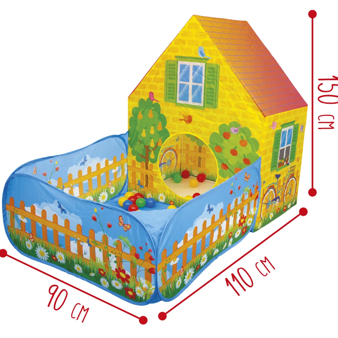 Tenda casetta con giardino e 30 palline