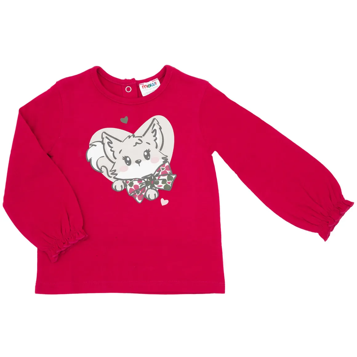 T-shirt manica lunga bimba rossa stampata