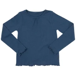 T-shirt manica lunga da bambina blu costina