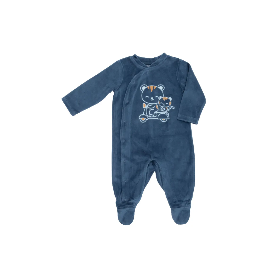Tutina ciniglia bimbo blue scuro stampata