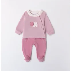 Tutina due pezzi con piede top rosa bottom orchidea solid