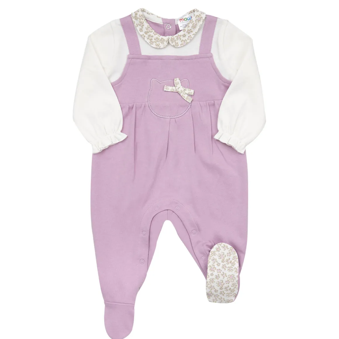 Tutina interlock bimba finta salopette lilla